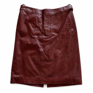 Selected Femme Burgundy Leather Skirt – Size 38 (US 6) – Genuine Leather